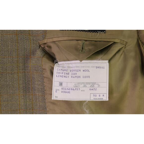 Corneliani Gold Blue Woven Windowpane 3-Btn Super 100s Wool Blazer 40R - Picture 8 of 9